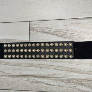 Chic Black Belt with Gold Stud Accents